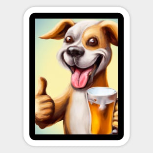 Funny Dog with Beer Sticker